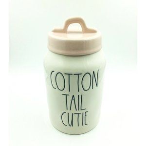 Rae Dunn Easter Canister "Cotton Tail Cutie" White With Pink Lid -Brand New!